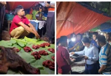 প্রকাশ্যে শিয়ালের মাংস বিক্রি করছেন এক যুবক ও ভ্রাম্যমাণ আদালত পরিচালনা করা হয়।